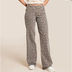 Hidden Leopard Print Boot Cut Pants